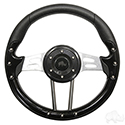 RHOX Steering Wheel, Aviator 4 Black Grip/Brushed Aluminum Spokes 13" Diameter